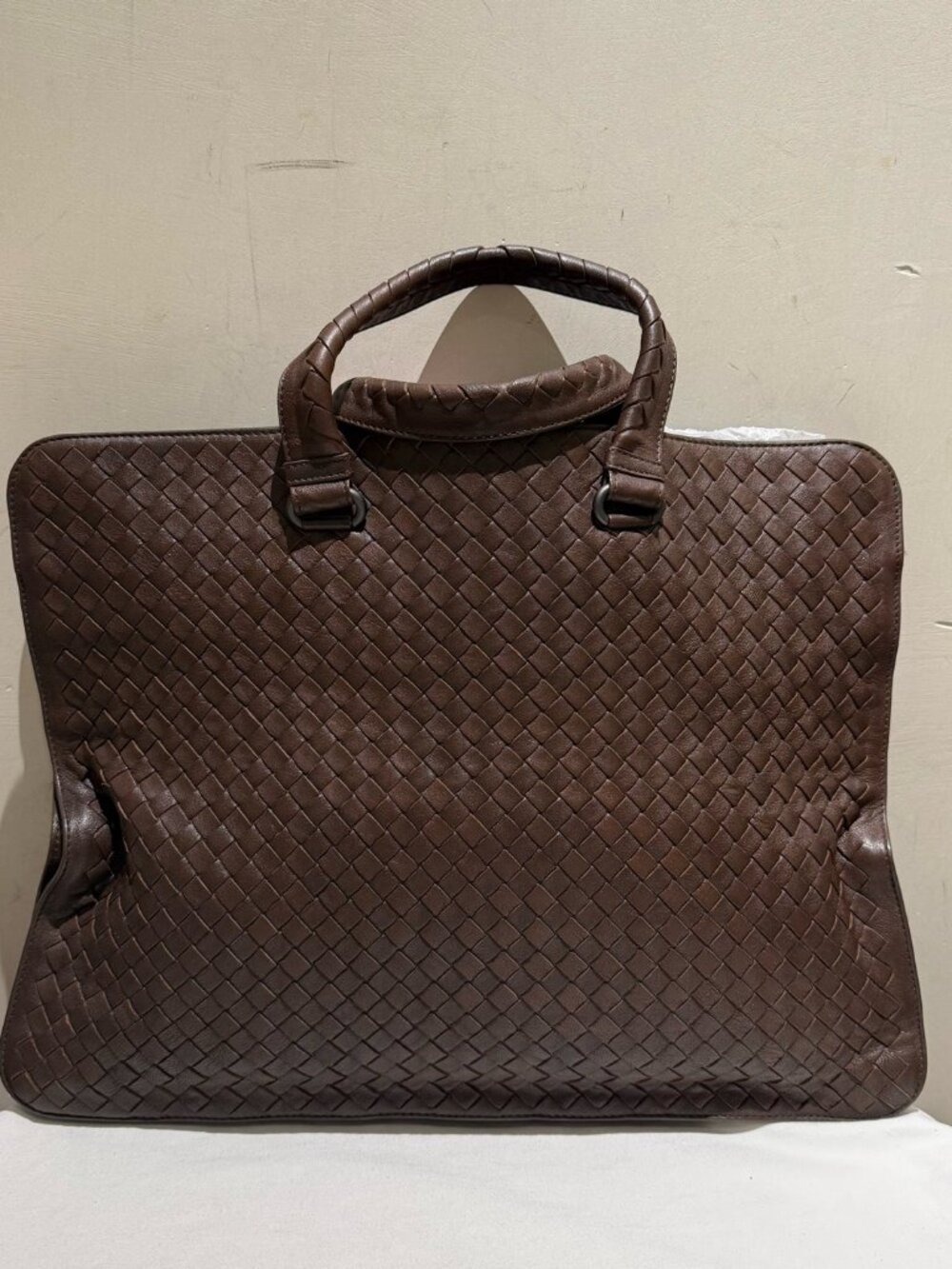 Bottega Veneta Intrecciato Brown Lambskin Briefcase Handbag